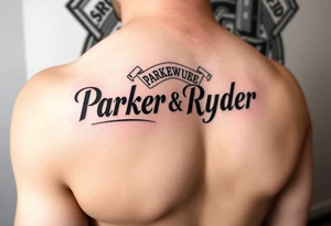 The names Parker and Ryder on my forearm with fire department background tattoo idea