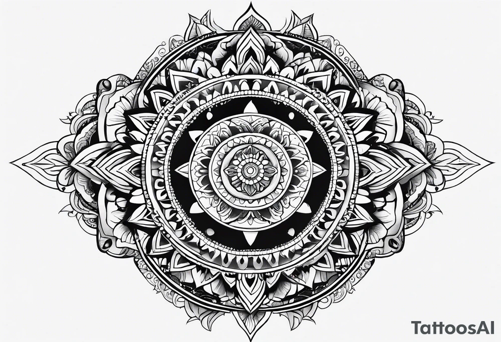 Mandala half moon tattoo idea