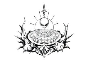 Alien sundial on the ground tattoo idea