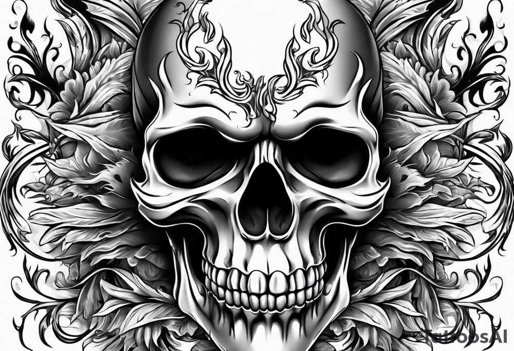 Skull with flames in eyes and mouth tattoo idea