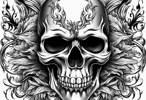 Skull with flames in eyes and mouth tattoo idea