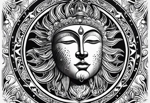 A sun depicted as a male figure tattoo idea