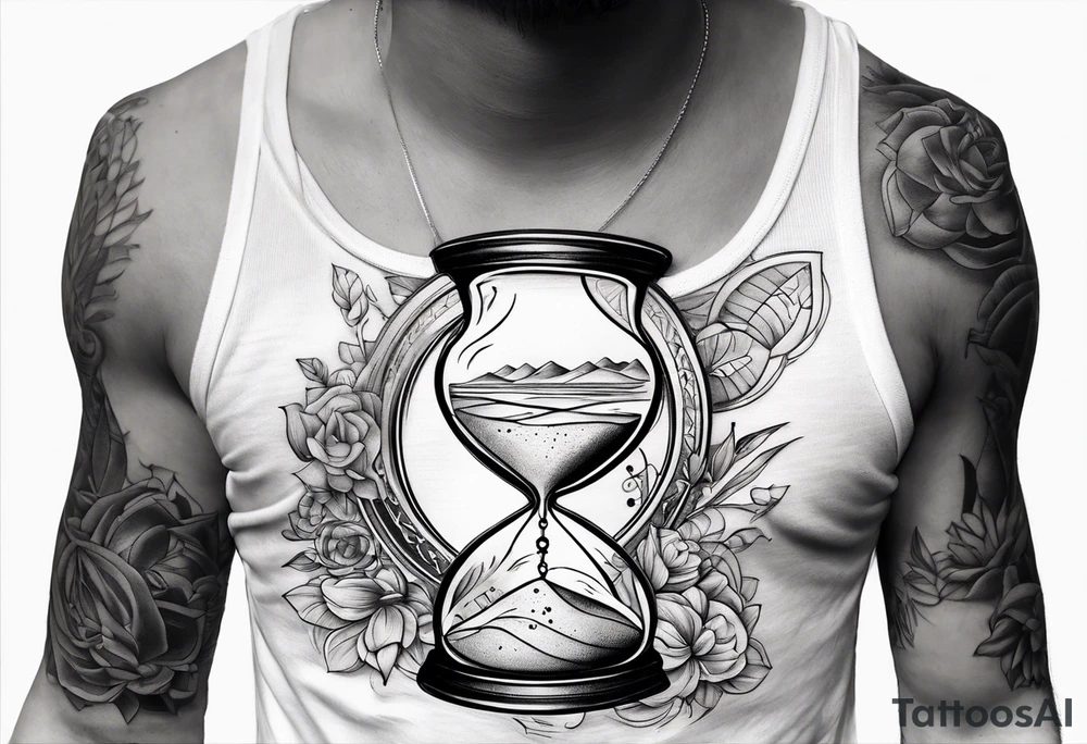 making time count. wristwatch sand flying around hourglass tattoo idea