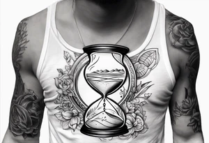 making time count. wristwatch sand flying around hourglass tattoo idea