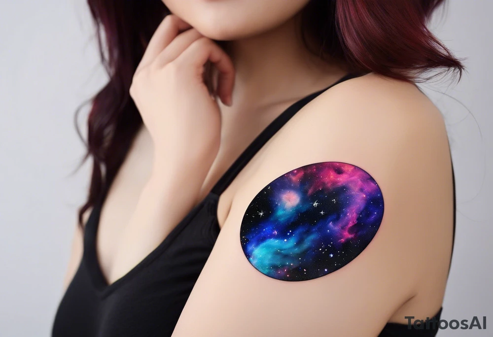 I want a nebula space galaxy s kinda shape 
tattoo that's colorful and bright and cute and is nice to look at I don't want a traditional circle I want it like the ones thay look like an s shape and this tattoo will be on my left buttcheek and light colors I want more spread and less circle side to life Left to right a spiral galaxy in prominently blue light or dark tattoo idea