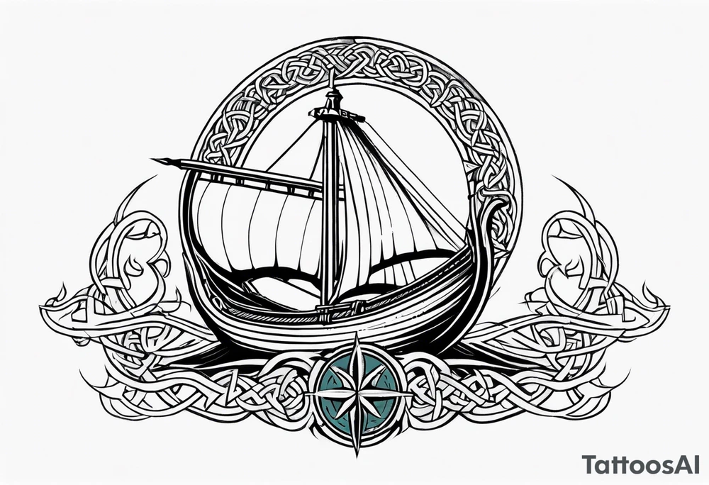 Viking longship, celtic rune compass, Yggdrasil tattoo idea
