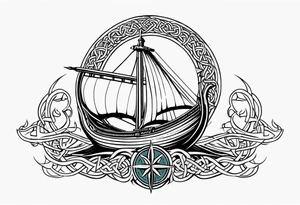 Viking longship, celtic rune compass, Yggdrasil tattoo idea