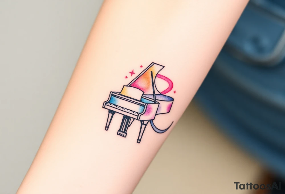 dream grand piano under the stars swirl tattoo idea