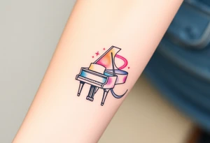 dream grand piano under the stars swirl tattoo idea