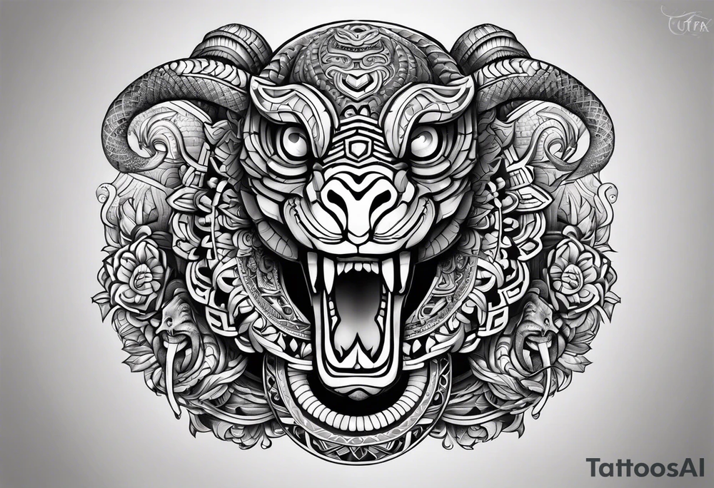 aztec kukulkan snake sleeve tattoo idea