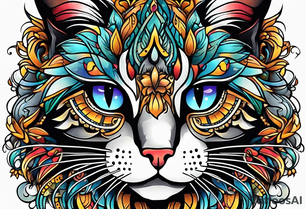 Cat face tattoo idea