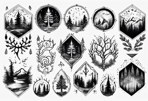 Full sholder, Nordic, forest, time, presence tattoo idea