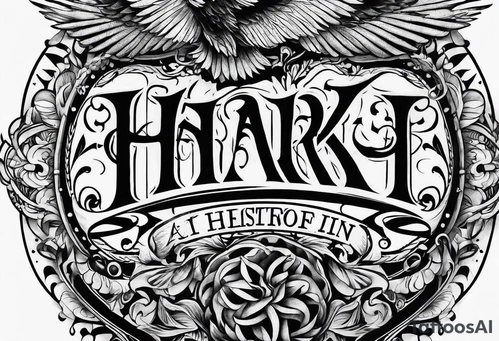Vintage style tattoo with the word, "HARK" tattoo idea