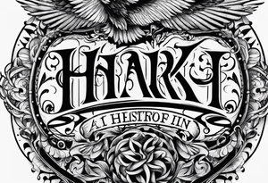 Vintage style tattoo with the word, "HARK" tattoo idea