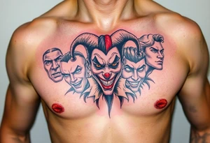 creative collage of different emotions jester form tattoo idea