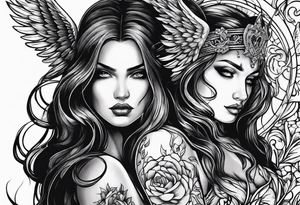Angel and devil women tattoo idea