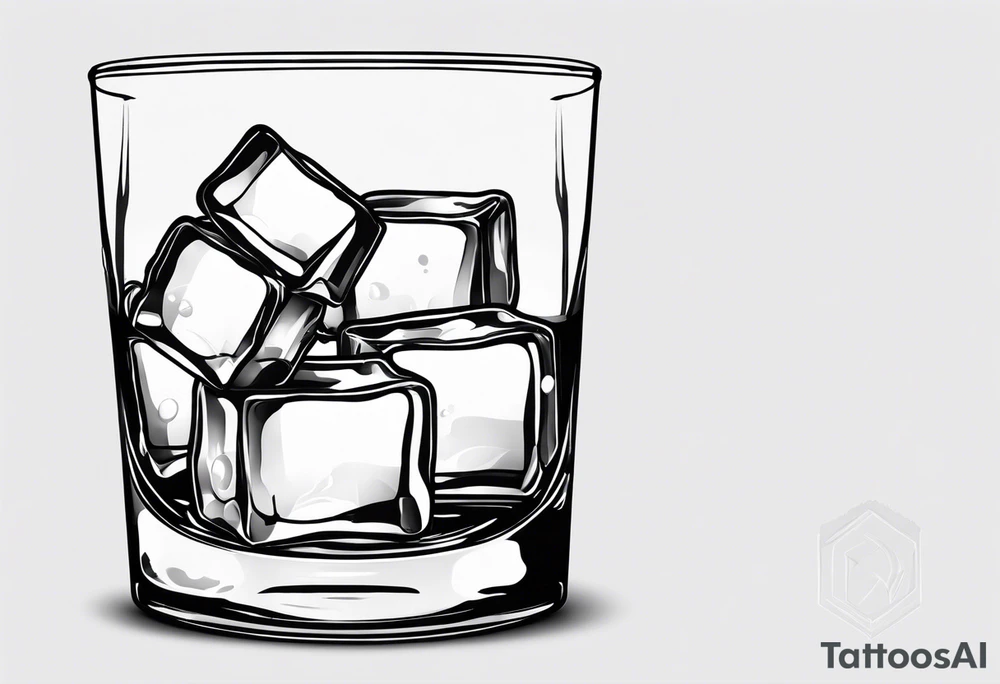 glass of whiskey but the ice cube is spooky tattoo idea
