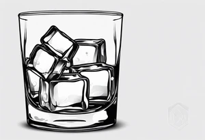glass of whiskey but the ice cube is spooky tattoo idea