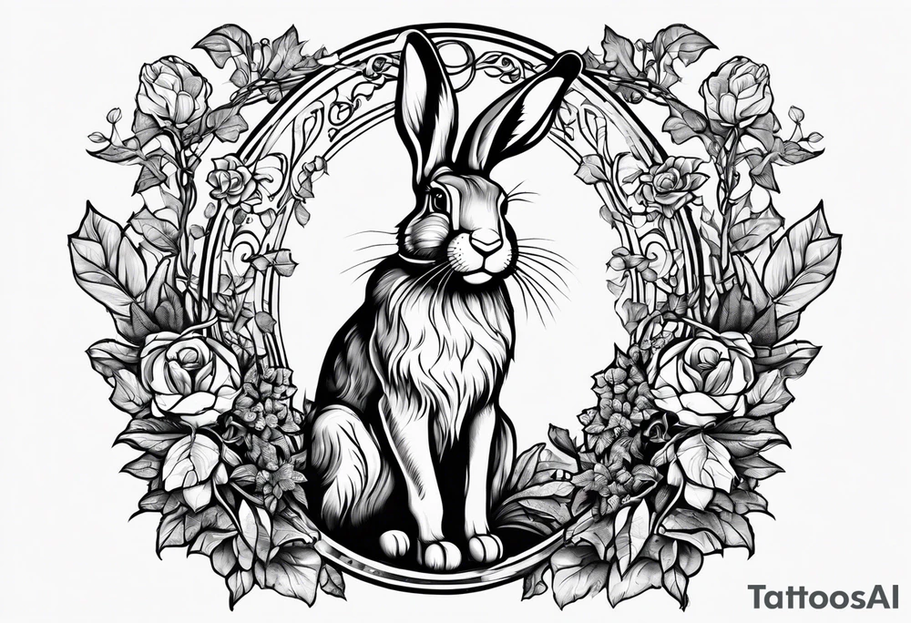 hare, ivy
Show as a band for around an arm tattoo idea