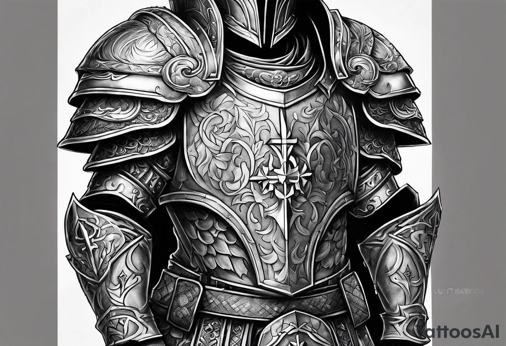 Armor on only one arm with cross on top tattoo idea