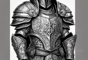 Armor on only one arm with cross on top tattoo idea