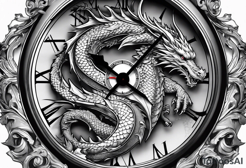 Clock with dragon tattoo idea