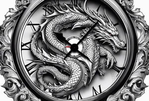 Clock with dragon tattoo idea