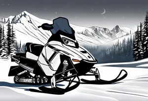 snowmobile in mountains tattoo idea