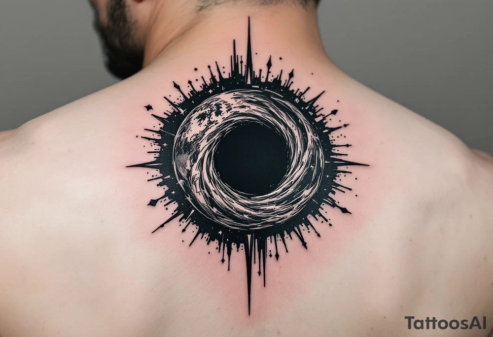 2 different worlds on both sides of a black hole tattoo idea