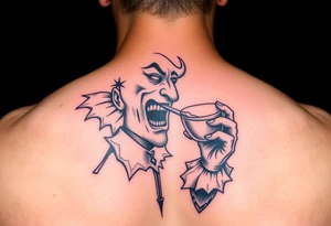 jester smoking and drinking in the other hand tattoo idea