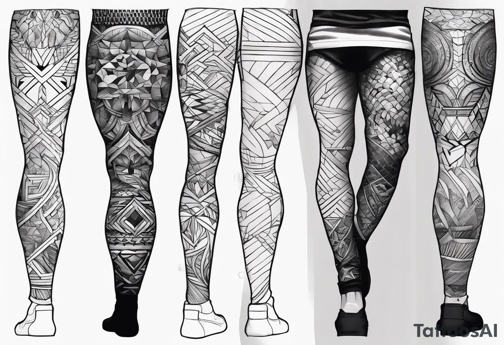 Butt and leg male sleeve patterns tattoo idea