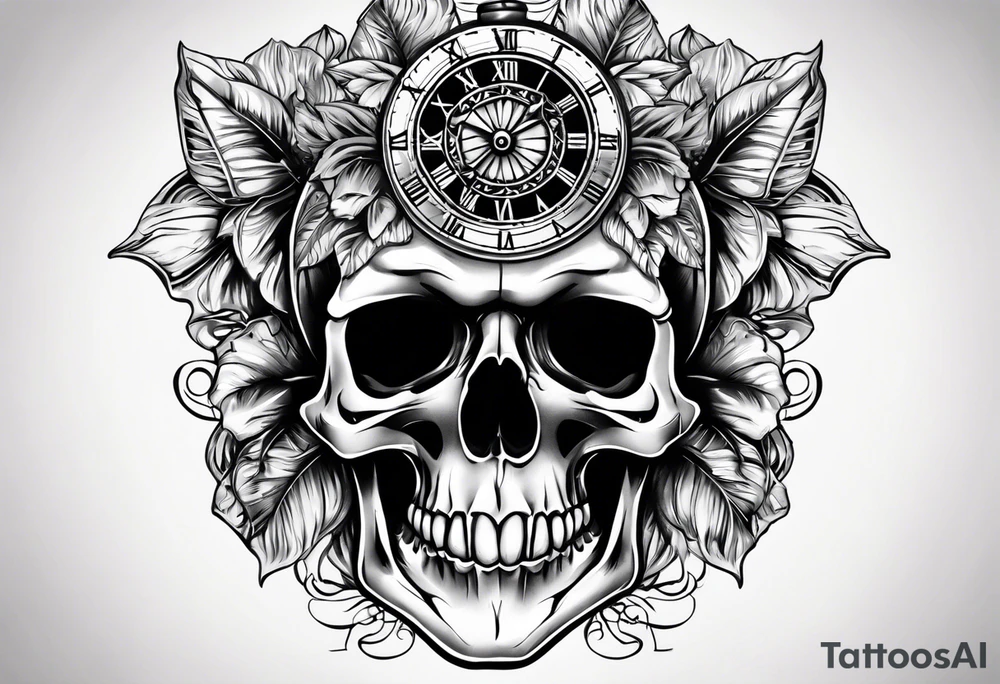 time with a skull hand tattoo idea
