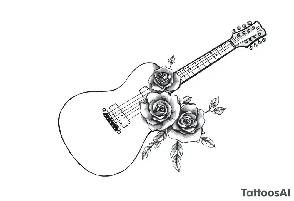 Electric guitar with rose designs on it tattoo idea