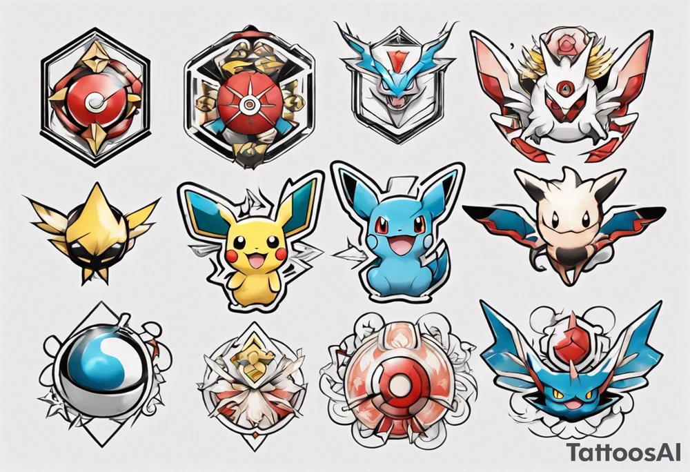 Pokémon symbols elegant and playful tattoo idea