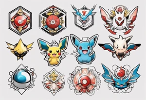 Pokémon symbols elegant and playful tattoo idea