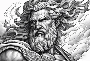 Zeus with lightning in the clouds tattoo idea