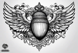 Acorn with angel wings tattoo idea