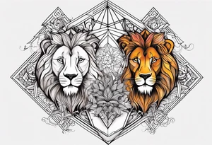 chest tattoo with lions tattoo idea