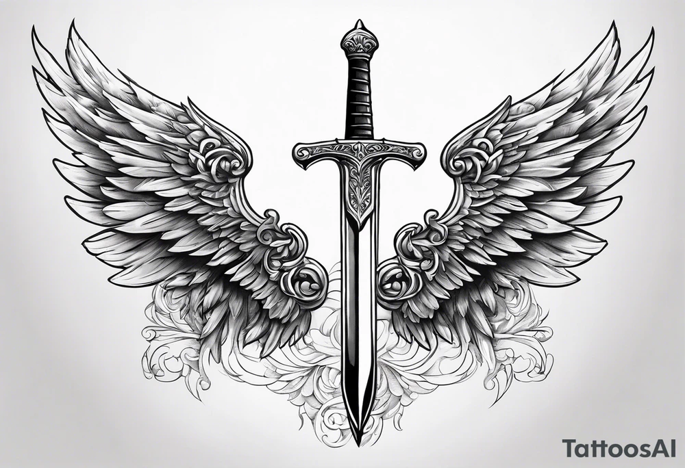 Sword with angel wing tattoo idea