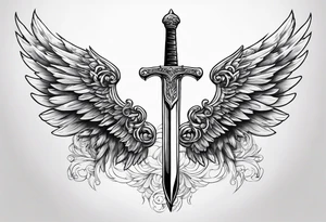 Sword with angel wing tattoo idea