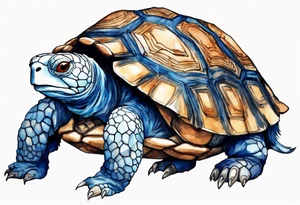 a blue fur-covered animal with a tortoise shell on its back tattoo idea