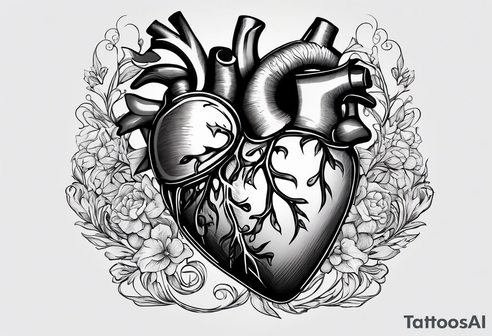 photograph of a human heart as you would see in a human body tattoo idea