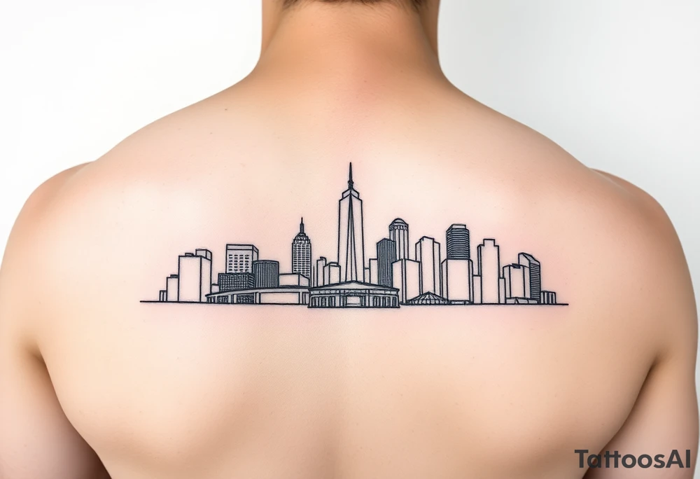 minimalist, abstract, line drawing of the downtown phoenix az skyline tattoo idea