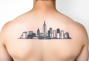 minimalist, abstract, line drawing of the downtown phoenix az skyline tattoo idea