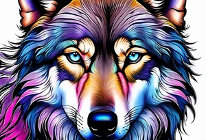 strong wolf gentle eyes "one blue eye" "one pink eye" tattoo idea