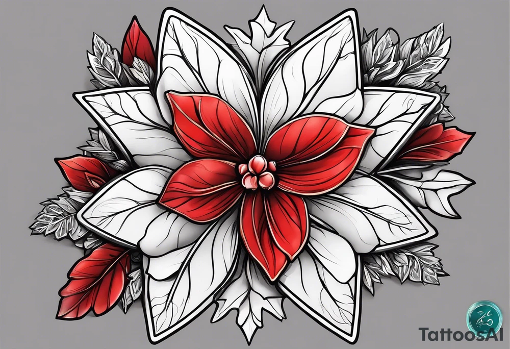 Red star, forget me knot flower, snowflake tattoo idea