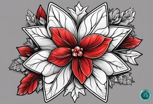 Red star, forget me knot flower, snowflake tattoo idea