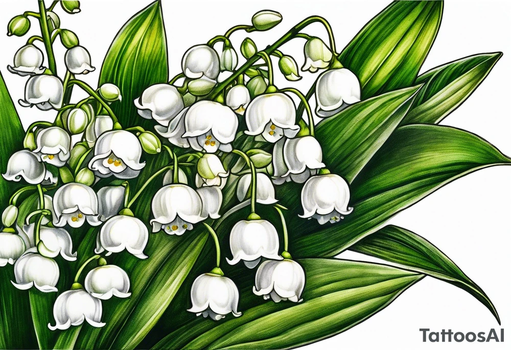 lily of the valley and taxus bacata flower tattoo idea
