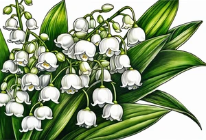 lily of the valley and taxus bacata flower tattoo idea