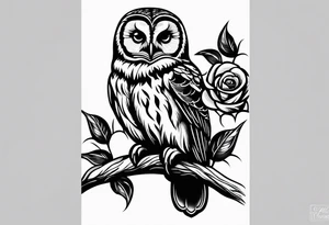 Barred owl and a rose tattoo idea